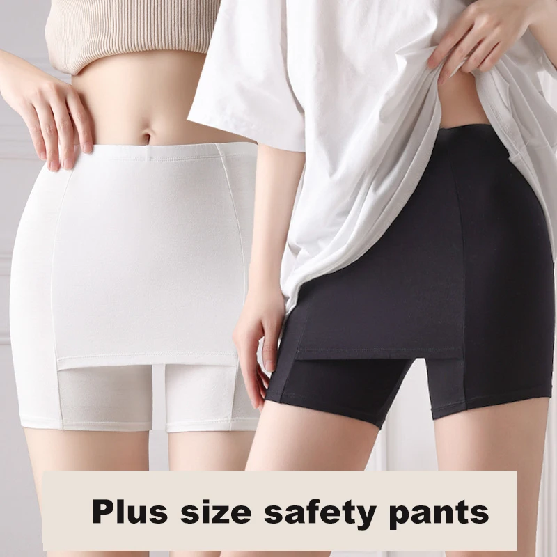 3pcs Women Double Layer Safety Panties Boxer High Waist Protective Underwear Seamless Protective Shorts Pants Under the Skirts