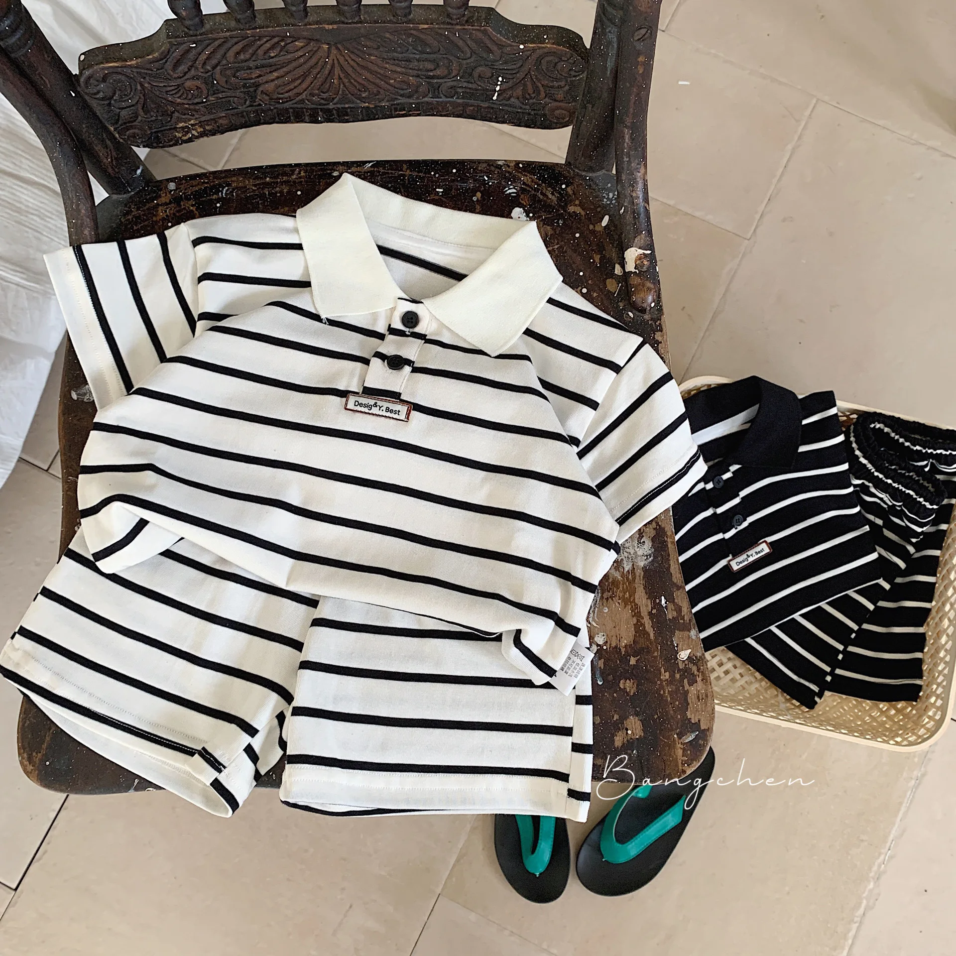 

Summer Fashion Striped Children's Sets 2024 Kids T-shirt+Shorts Children's Wear Two Piece Set