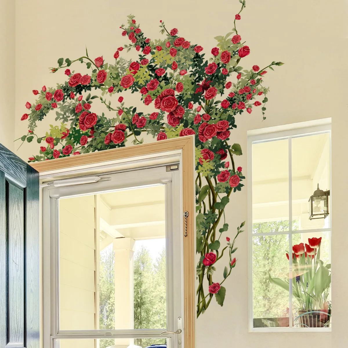 Valentine's Day New Rose Vine Door Frame Home Decoration Wall Sticker Self-adhesive