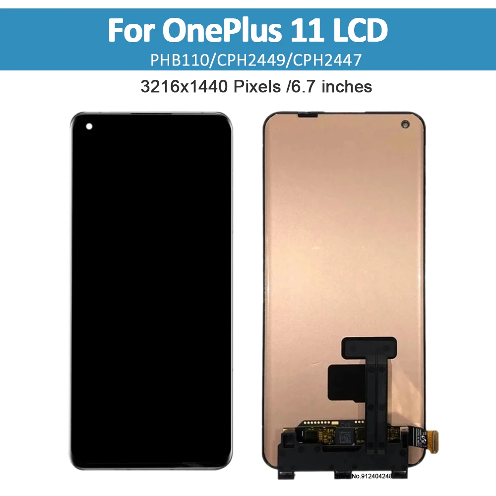 6.7 "Originele Amoled Voor Oneplus 11 Lcd Touch Screen Digitizer Voor Oneplus 11 1 + 11 PHB110 CPH2449 CPH2447 Lcd Vervangen - afbeelding 2