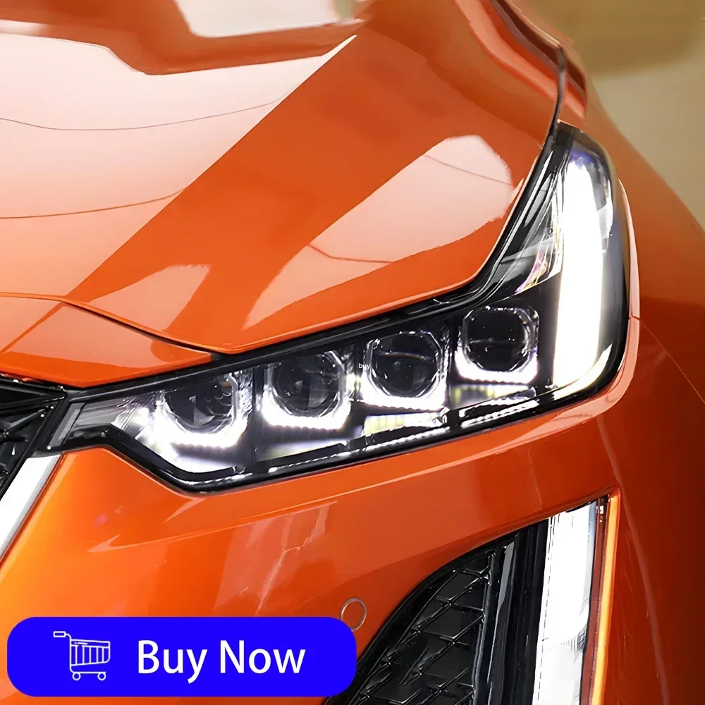 

Для Cadillac CT5 2019-2023 автомобильные передние фонари в сборе, обновленные автомобильные фары, динамическое мигание, четыре прожектора, светодиодные линзы, аксессуары