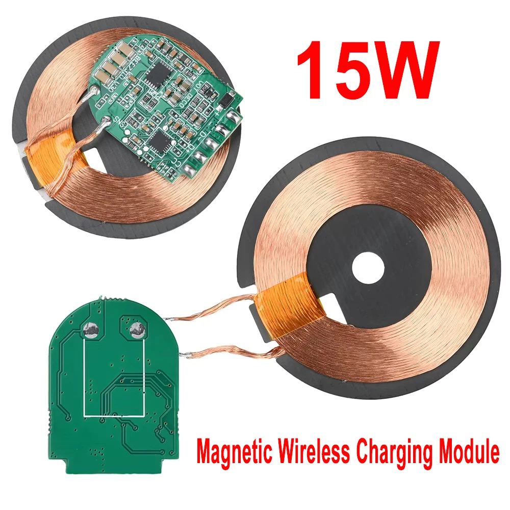 15W 자기 무선 충전 모듈 송신기 PCBA 무선 충전기 마더보드(코일 포함) 저온 더 나은 성능