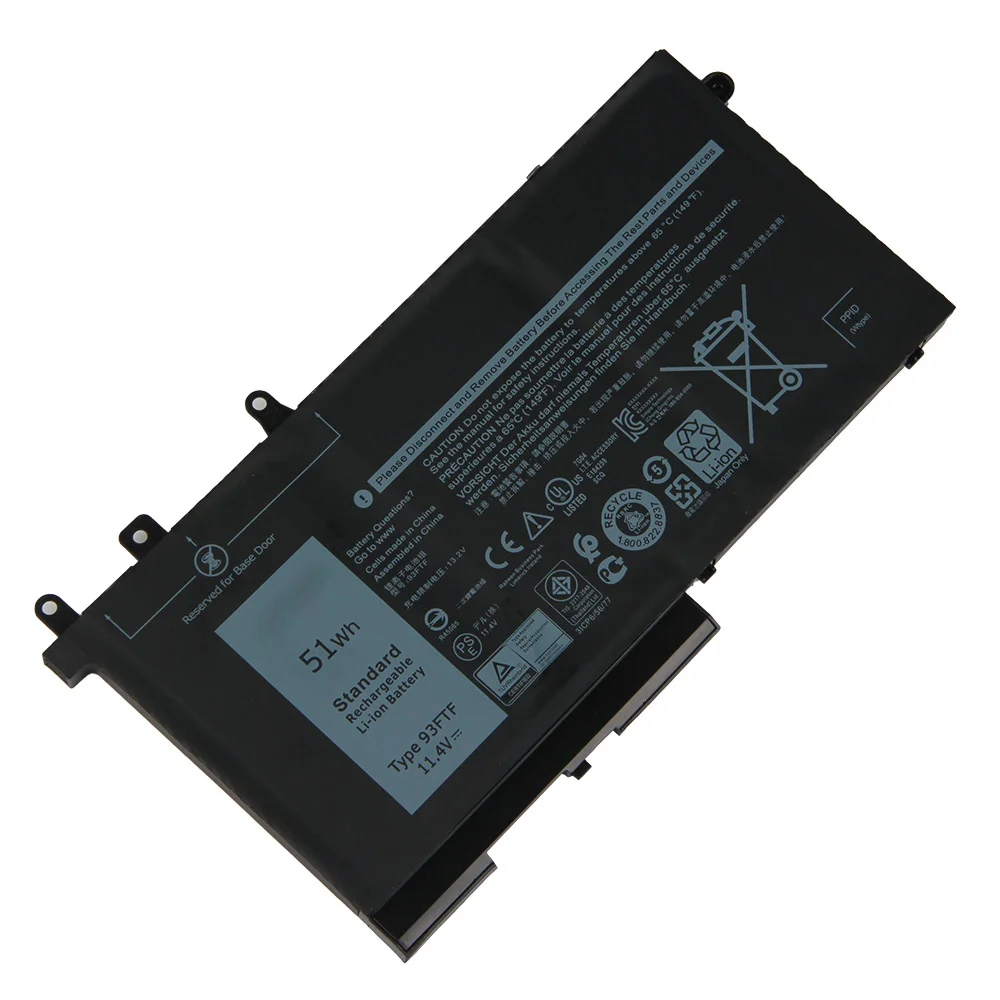 เปลี่ยนแบตเตอรี่ 93FTF 083XPC 83XPC D4CMT สําหรับ Dell Latitude 5280 5480 5580 5290 5490 5590 แบตเตอรี่ 51Wh