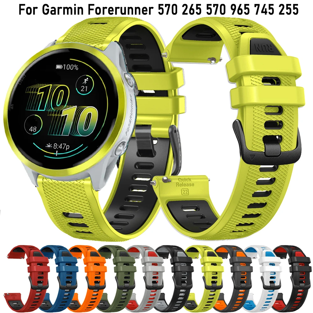 

Официальный ремешок 22 мм для Garmin Forerunner 265 570 745 255 Music 965 Ремешок для часов Vivoactive 4 Venu 2 3 Замена силиконовых ремешков