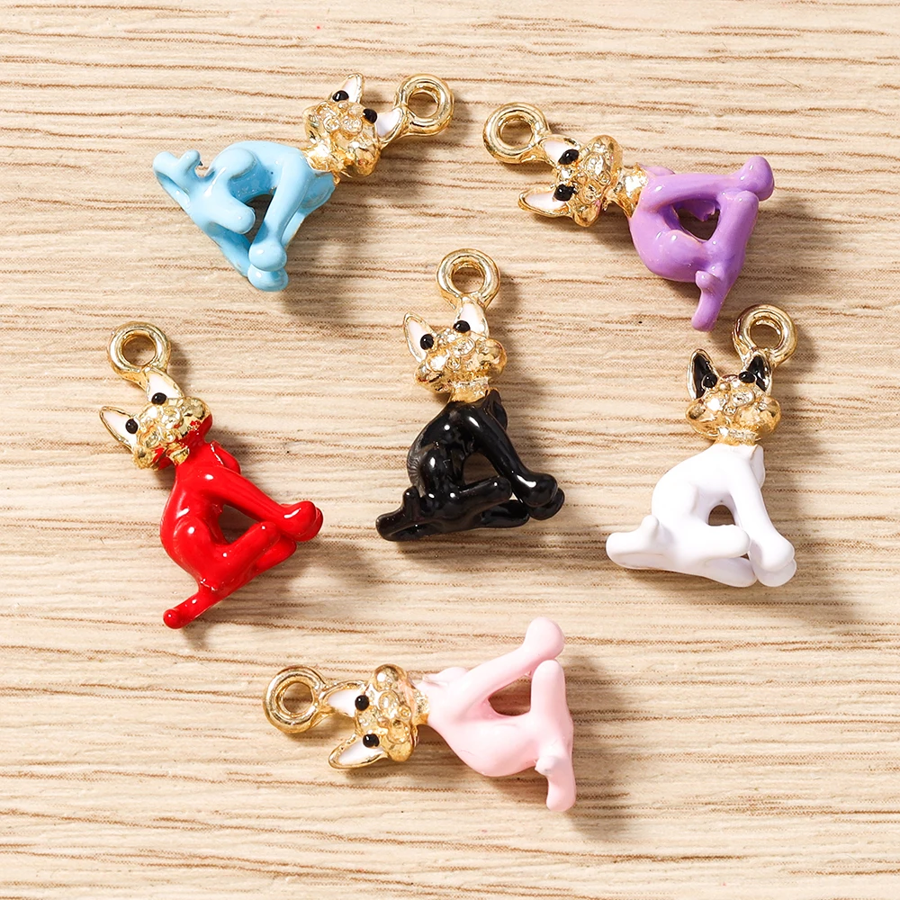 Tusember 5 Stück Niedliche Tieranhänger Bunte Hunde- und Katzenanhänger Perlen für DIY Sterling Marken-Armband Ohrringe Schmuckherstellung – Detail 2