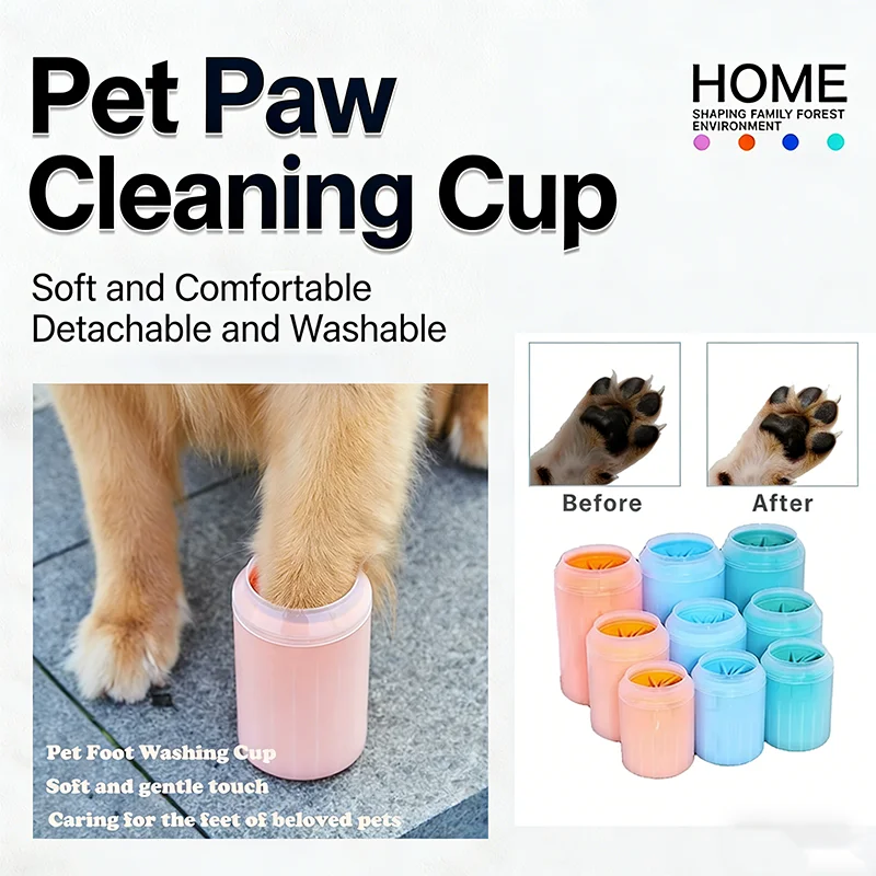Portable Dog Paw Cleaner Cup with Soft Silicone Combs Outdoor Pet Foot Washer Quick Cleaning Brush Foot Cleaning Bucket for Pets