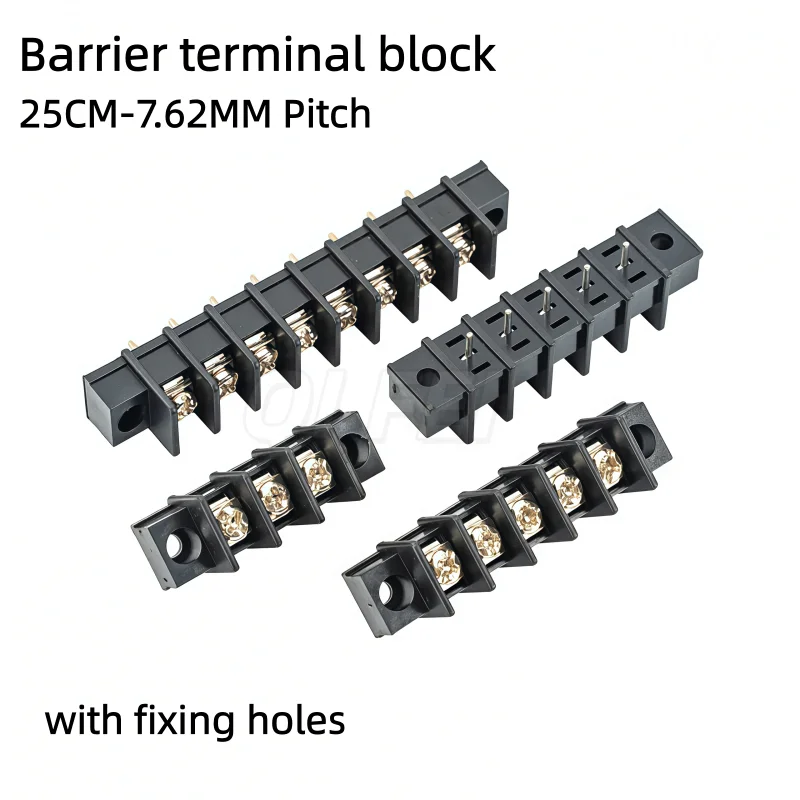 KF25CM Barrier Terminal Block 7.62mm Pitch 2 3 4 5 6 7 8 Pin PCB Screw Terminal Connector with Mounting Flange Center Pin
