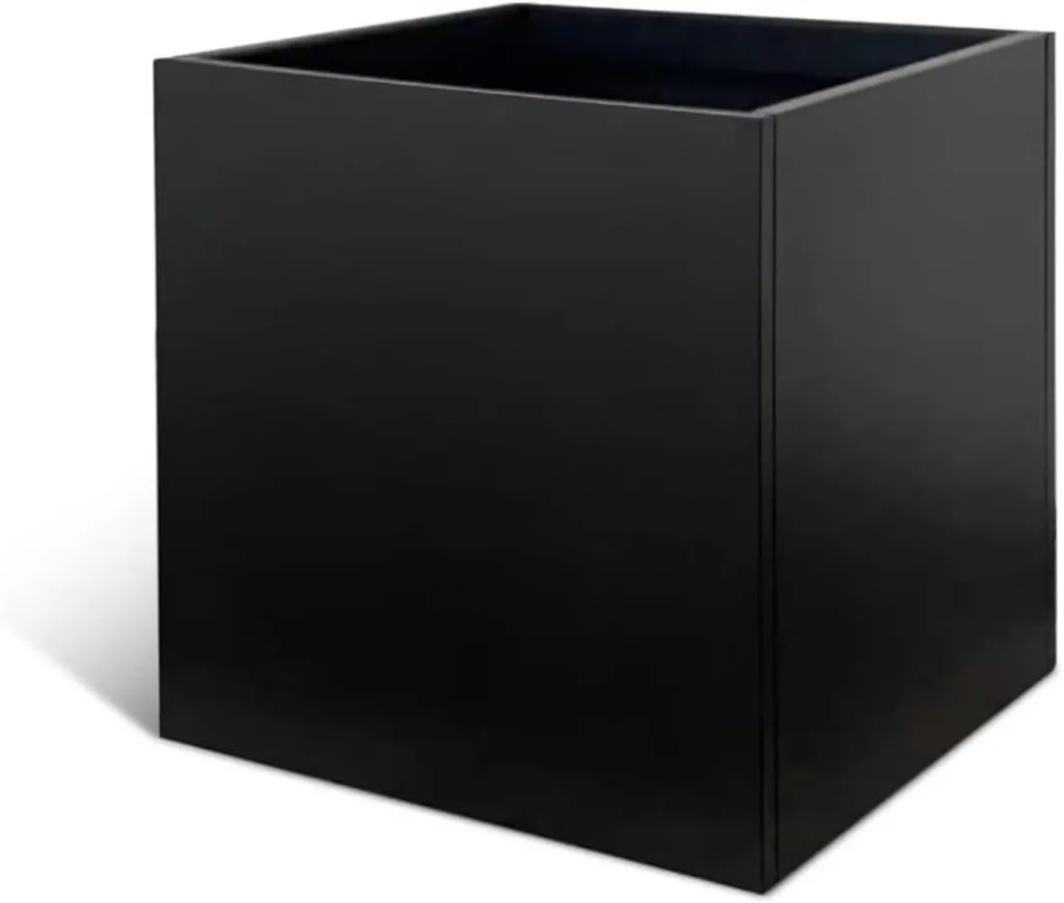 Steel Planter Box Black Metal Planter Large Square Indoor Outdoor Planters Cube Steel Heavy Duty Flower Pot 24In Powder Coating