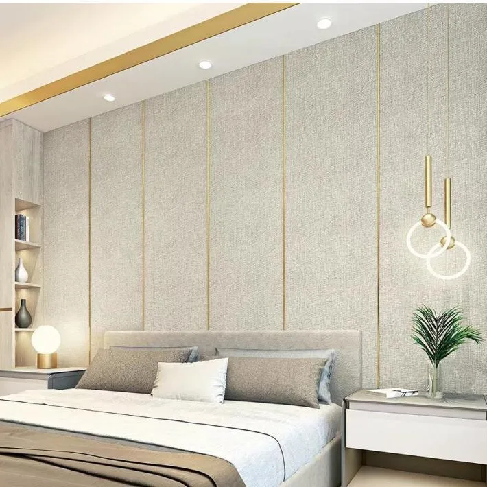 نسيج حائط من الكتان السميك ذاتي اللصق بلون سادة لغرفة المعيشة وغرفة النوم يتميز باللوح الأمامي على الحائط ومقاوم للرطوبة ومضاد للرطوبة #5