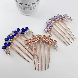 Women Crystal Hair Comb Rhinestone Decorative Hair Clips Headwear Retro Metal Luxury Alloy Hair Accessories Jewelry Gift
