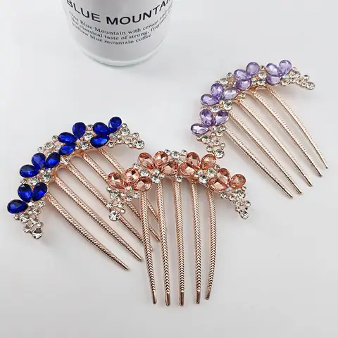 Dam Kristall Hårkam Strass Dekorativa Hårspännen Huvudbonad Retro Metall Lyxig Legering Håraccessoarer Smycken Gåva 8 best sales vintage hårkam - №8