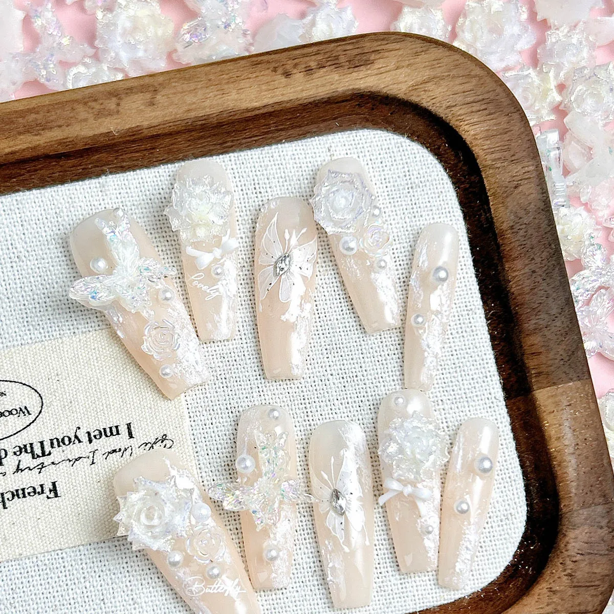 Espumante translúcido branco camélia borboleta arte do prego encantos criativo luminoso rosa resina decorações de unhas diy hairpin unhas