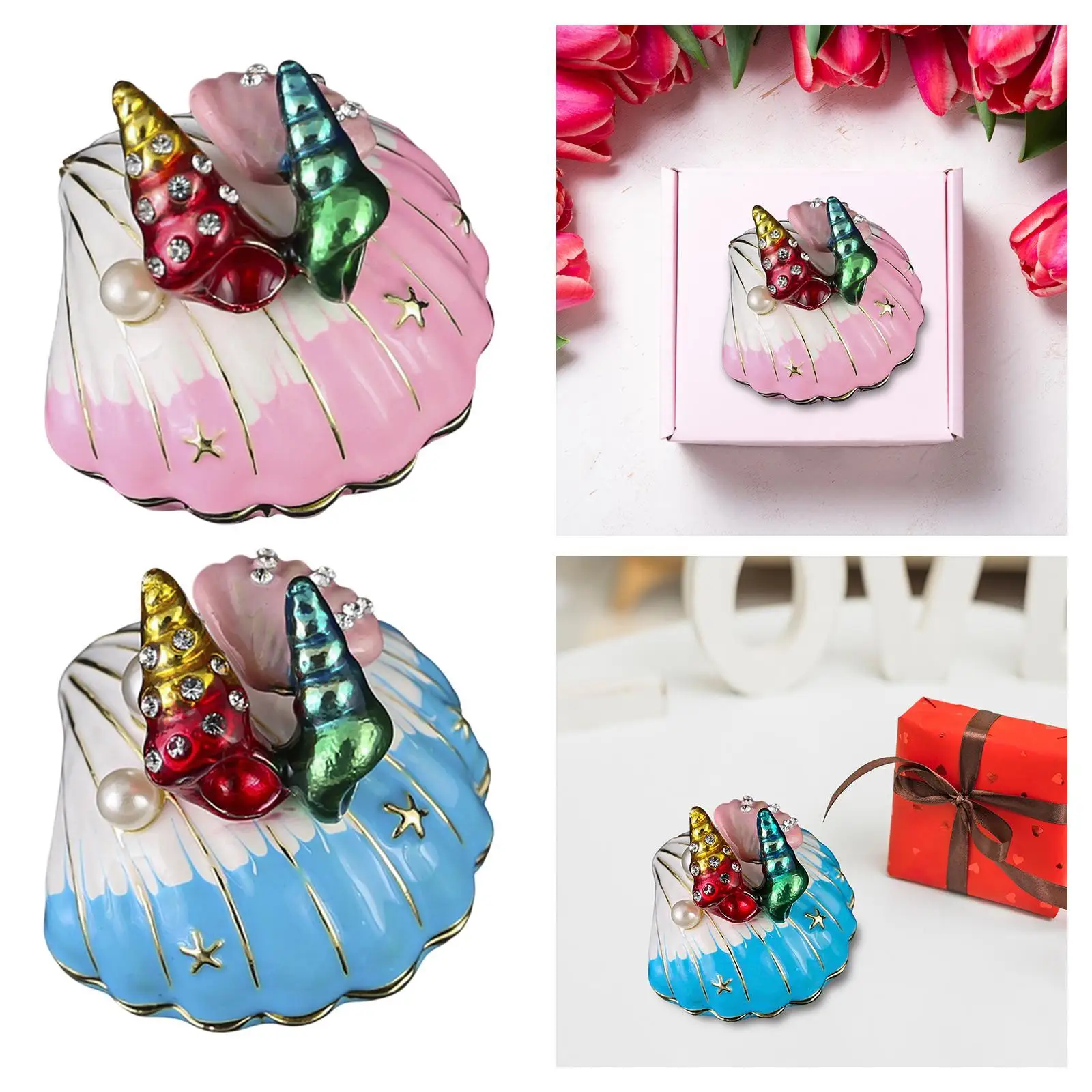 

Шкатулка для драгоценностей в форме ракушки, женская коробка-держатель для ювелирных изделий, комод, коробка для хранения ювелирных изделий для браслетов, ожерелий, сережек, подарок на день рождения