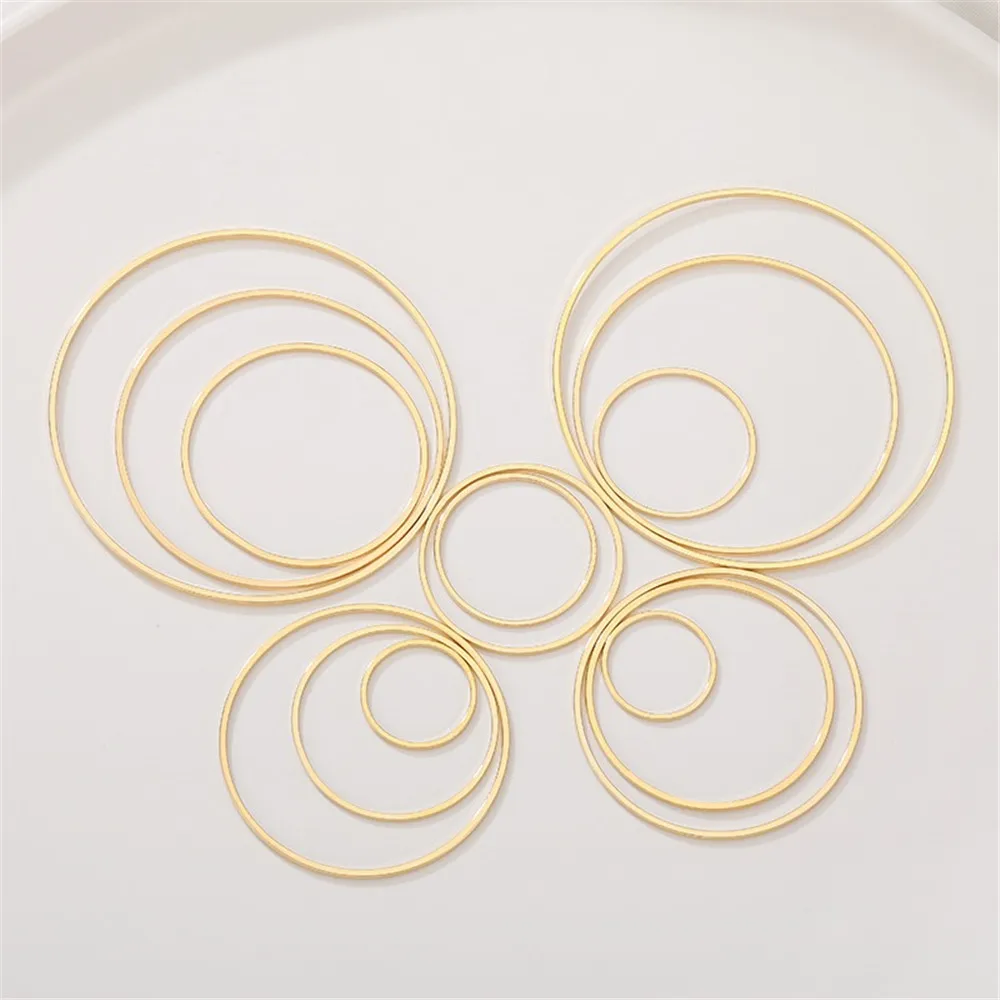 14K Gold-plated Ring Circle Geometric Ring Hanging Ring Diy Handmade Ear Jewelry Pendant Material Accessories Q010