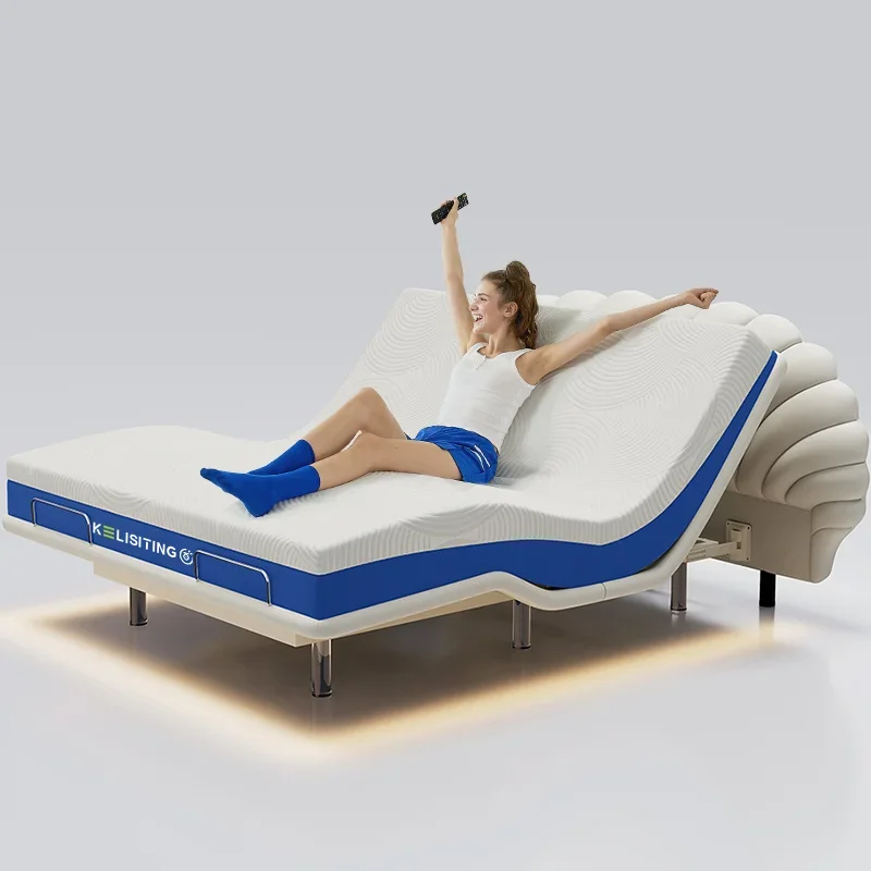 

Комфортный сон в спальне, высококачественная двуспальная кровать, кожаный внутренний каркас, регулируемая умная кровать из массива дерева