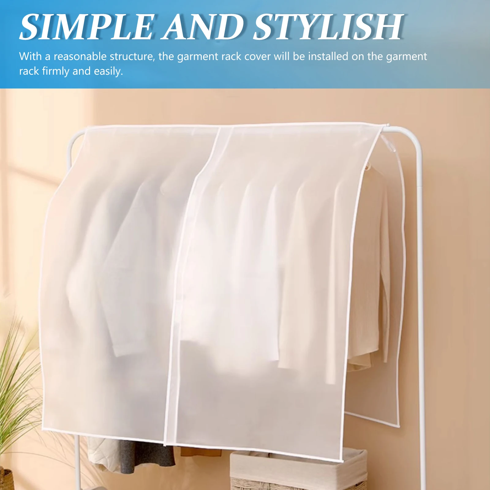 

Rainproof Balcony Clothes Rack Cover Anti Dust Half Transparent Garment Bag Wardrobe Protector Storage Cloth Hanger Shirt Suit