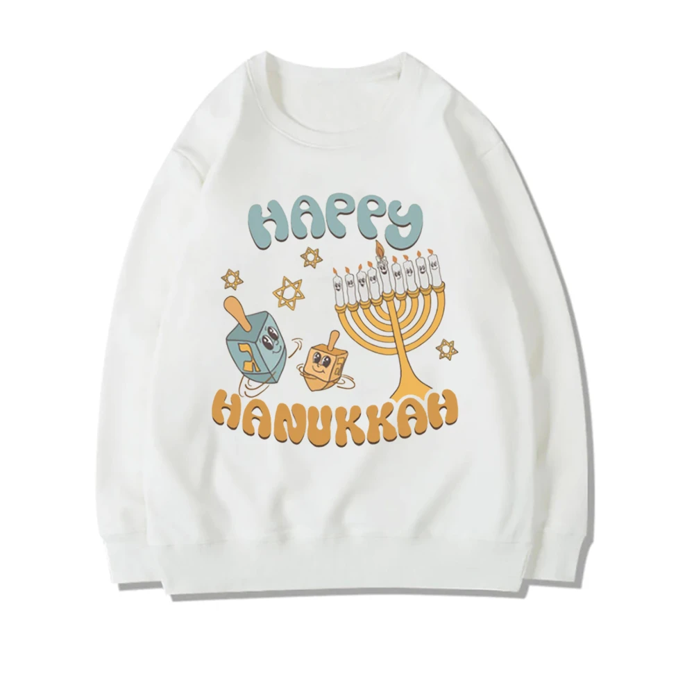 Naughty Nice Jewish Printed Sweatshirt Hapyy Hanukkah Female Hoodie Chanukah Women Outfit Winter Girls Long Sleeve Clohes Tops