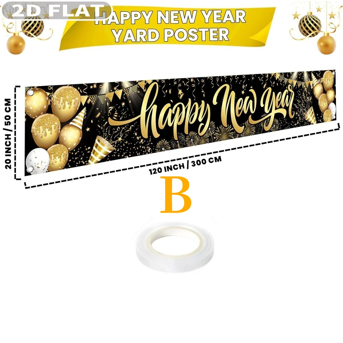 2D شقة 1 قطعة سنة جديدة سعيدة استوديو الدعائم البوليستر راية 2026-السنة الجديدة ساحة تسجيل للزينة NYE 2026 | ديكور السنة الجديدة #4