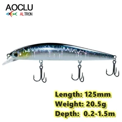 AOCLU-Floating Minnow Hard Bait, Jerkbait Wobbler, Easy Cast, Fishing Lure, Weight Transfer Dive, Depth 0.2m-1.5M, 125mm, 20.5g