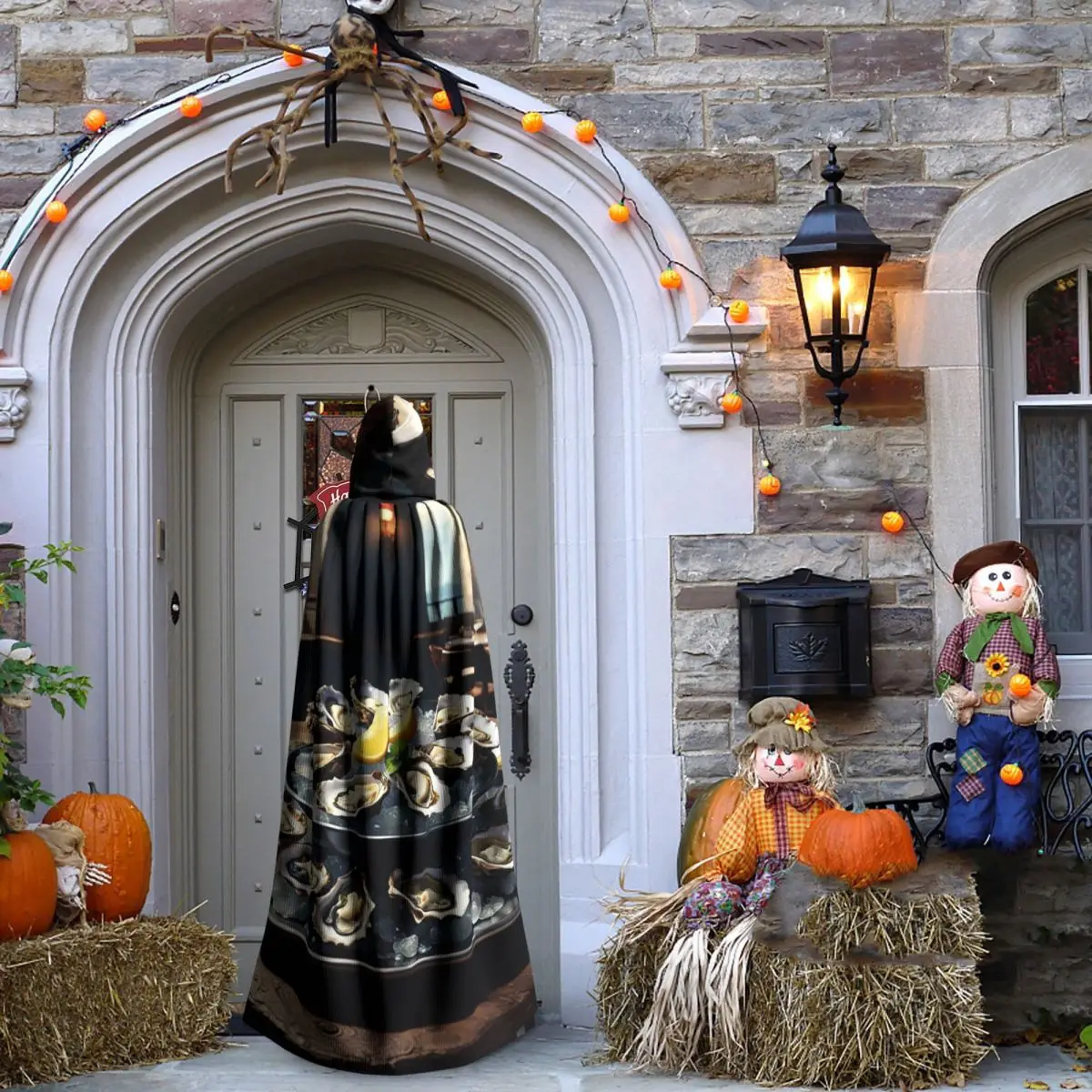 المحار على الجليد عباءة طويلة مقنعين الساحرة القرون الوسطى زي تأثيري كيب HalloweenParty الكبار للجنسين