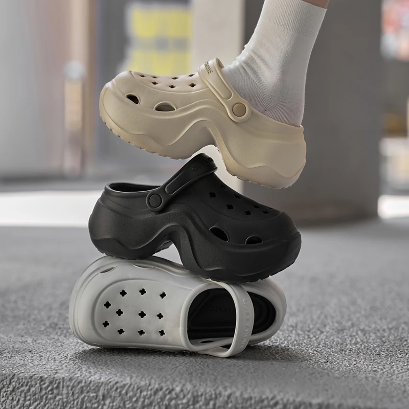 2025 новые модные женские сабо, сандалии на толстой подошве 6 см, тапочки с увеличенной высотой, нескользящая летняя уличная обувь с отверстиями