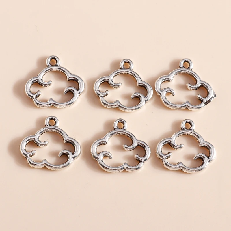 Leslie 30 Stück Charms 13x15mm Antik-Silberfarbene Schwebende Wolken-Anhänger für DIY Handgefertigte Schmuckherstellung Zubehör – Detail 1