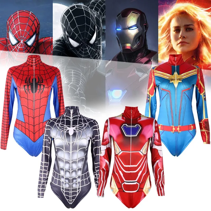 

2024 Superhero Swimming Ironman Swim Cosplay Costume Sexy Woman Outfits Bodysuit Superwoman Spiderman COS Jumpsuit New