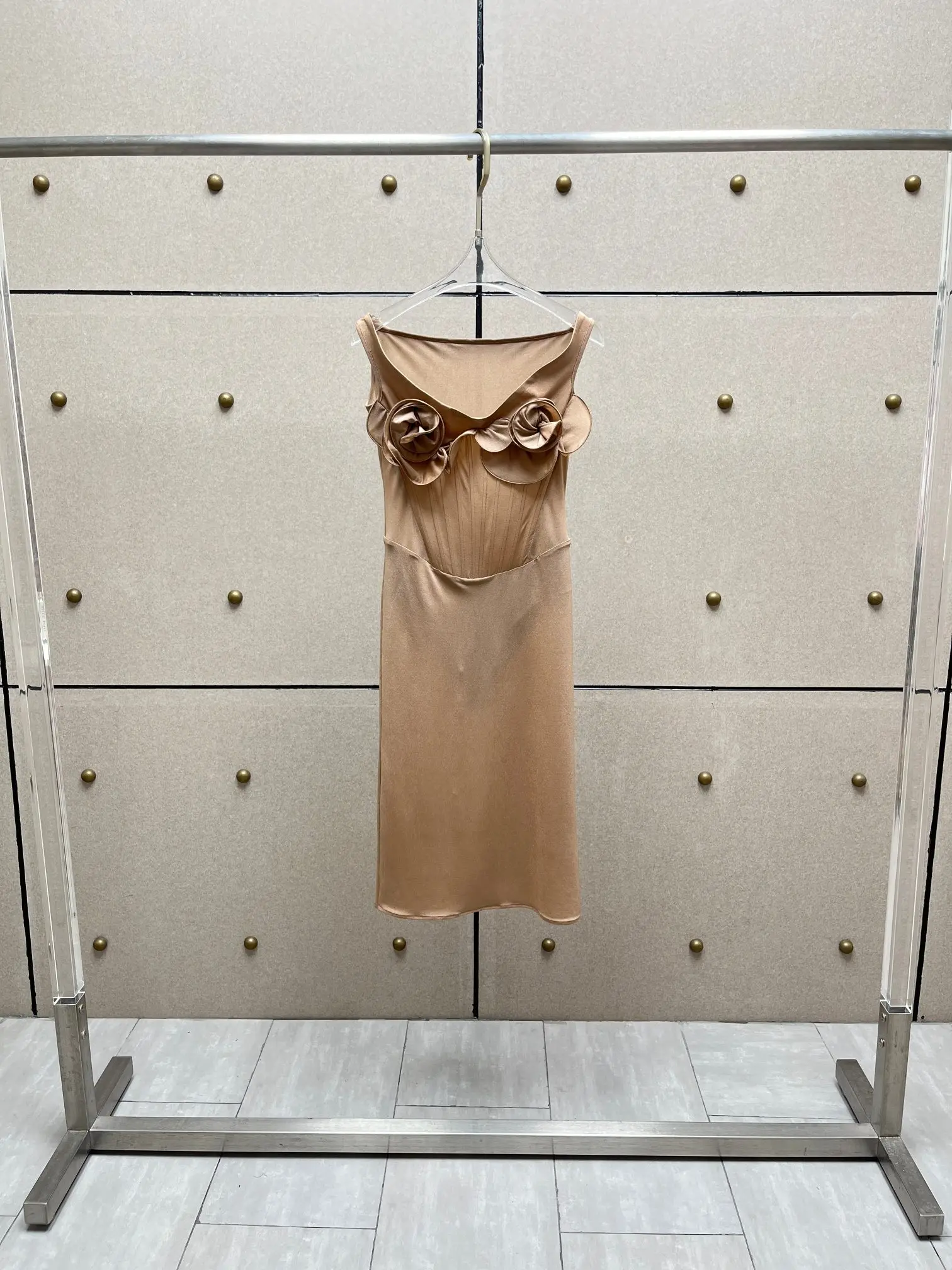 

2025 Women's Clothing Casual Dyed Corsage Off-the-shoulder Dress Spring Summer New 0506
