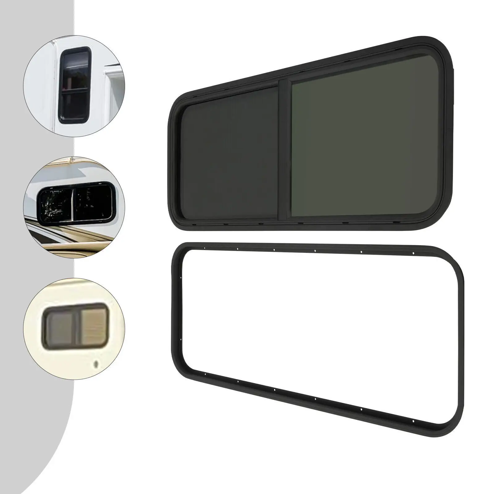 

42x22 inch Horizontal Slider RV Window Aluminum Alloy Black with Screen for Cargo Trailer