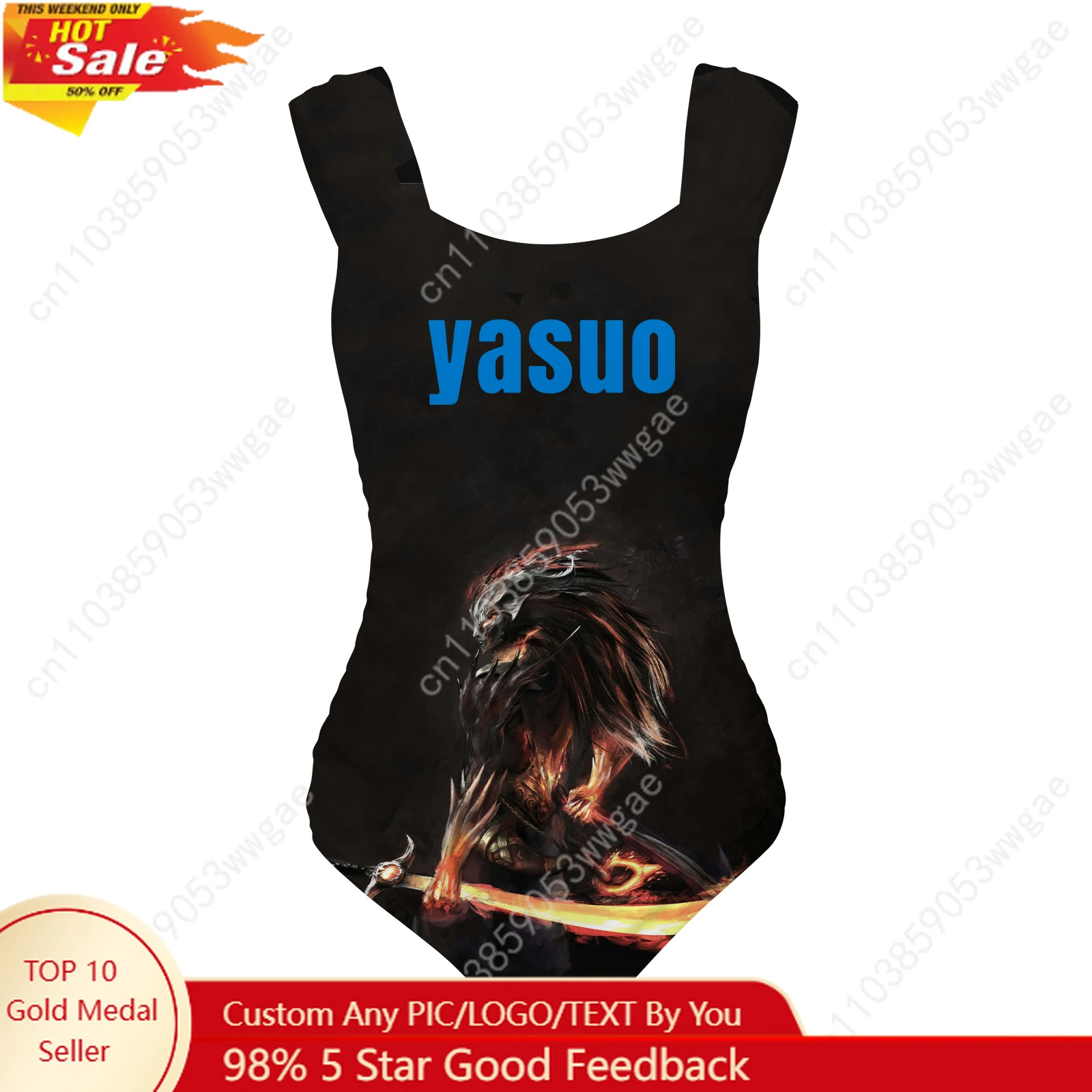 ชุดว่ายน้ำวันพีซแบบสายกว้าง Yasuo สำหรับผู้หญิง ชุดว่ายน้ำบิกินี่เซ็กซี่แบบกำหนดเองสำหรับชายหาด ชุดชายหาดแบบเกมสุดฮอต