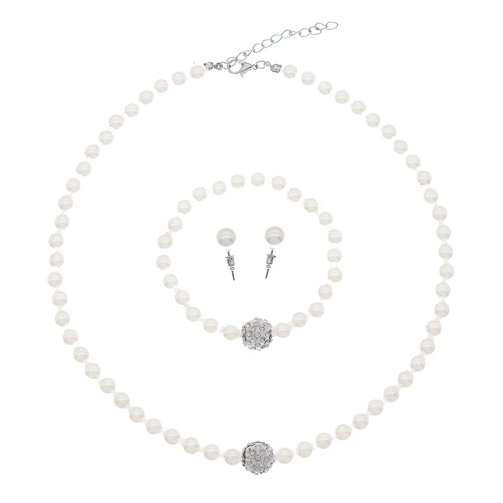 

1 комплект жемчужное ожерелье, серьги, браслет, элегантный комплект украшений для невесты, свадебная вечеринка, танцевальное представление, уникальный легкий вес