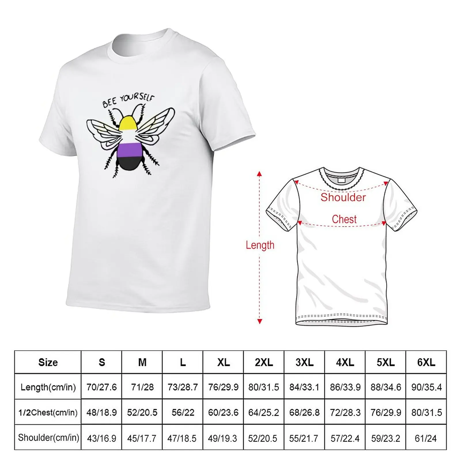 New Non Binary Bee Yourself Design T-Shirt Short sleeve blank t shirts tees tops fruit of the loom mens t shirts