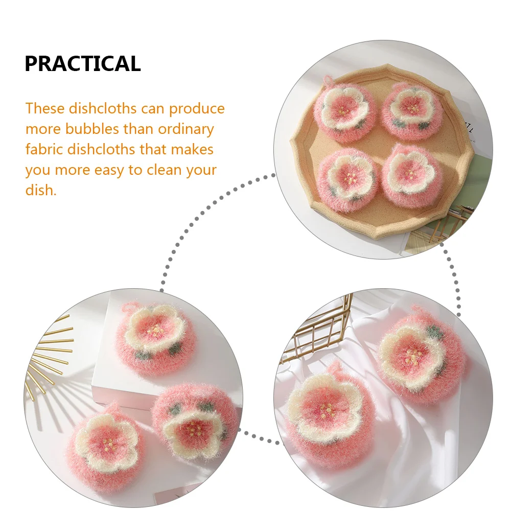 

Flower Dish Towel Reusable Tableware Scouring Dishcloth Quick Dry Kitchen Cleaning Scrubber Home Use Flower Dish Towel