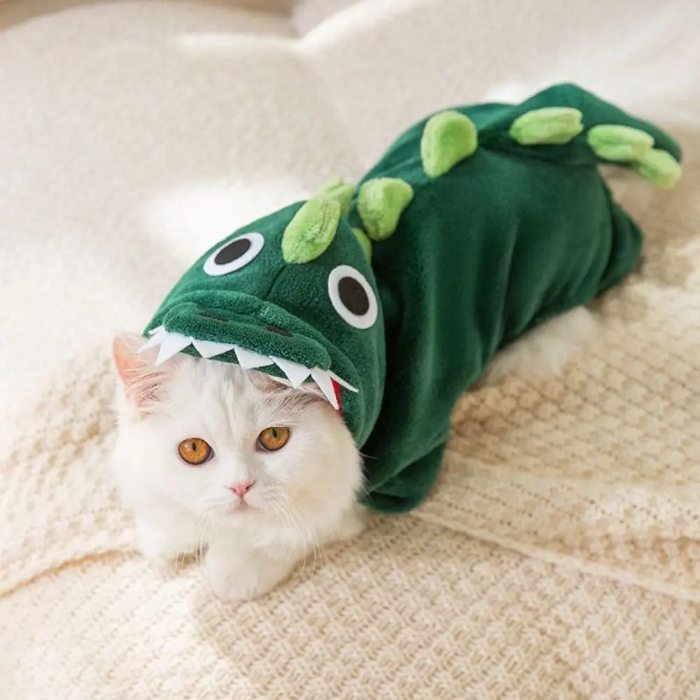 

Cat Cotton Coat Pet Dinosaur Costume Warm Cartoon Pet Jumpsuits Comfortable Cat Dinosaur Pajamas Take Pictures