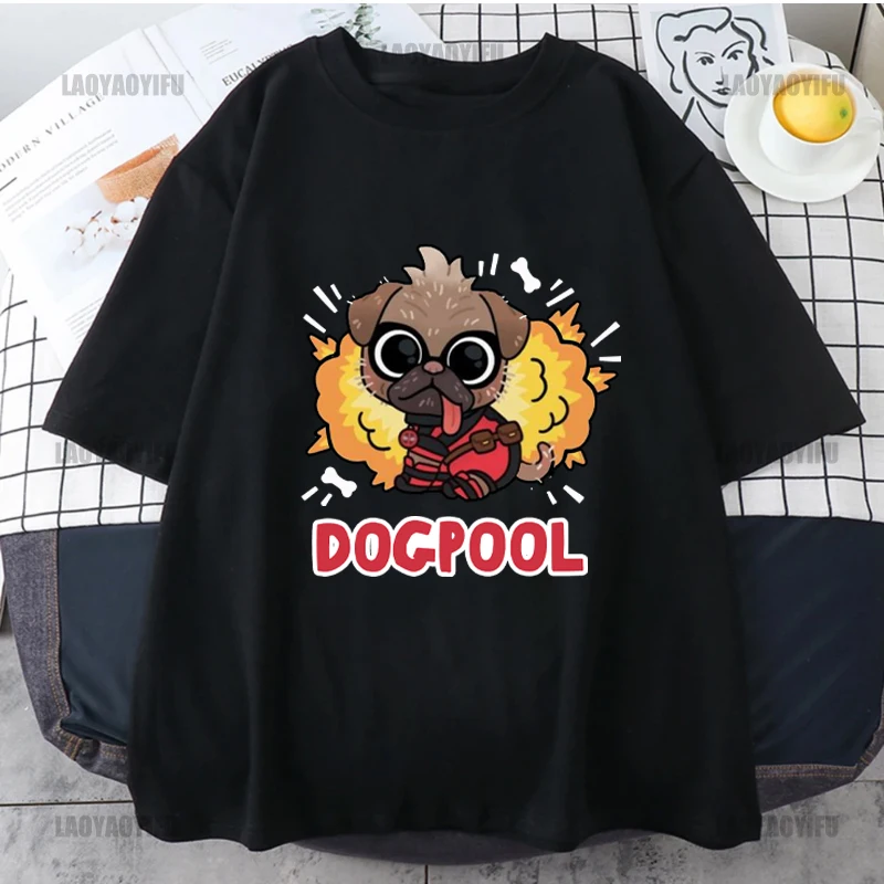

Men's Dogpool Logo T Shirts Cotton Clothing Vintage Short Sleeve Crew Neck Tee Shirt Party Streetwear Hip Hop