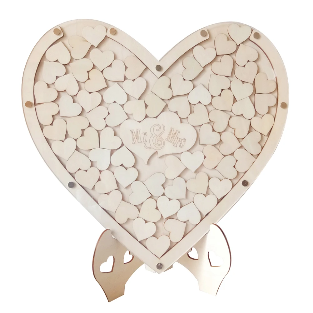 

75pcs Heart Shaped Guestbook Wooden Sign-in Desk Heartshape Wood Chips Wedding Decor Bridal Shower Anniversary Birthday