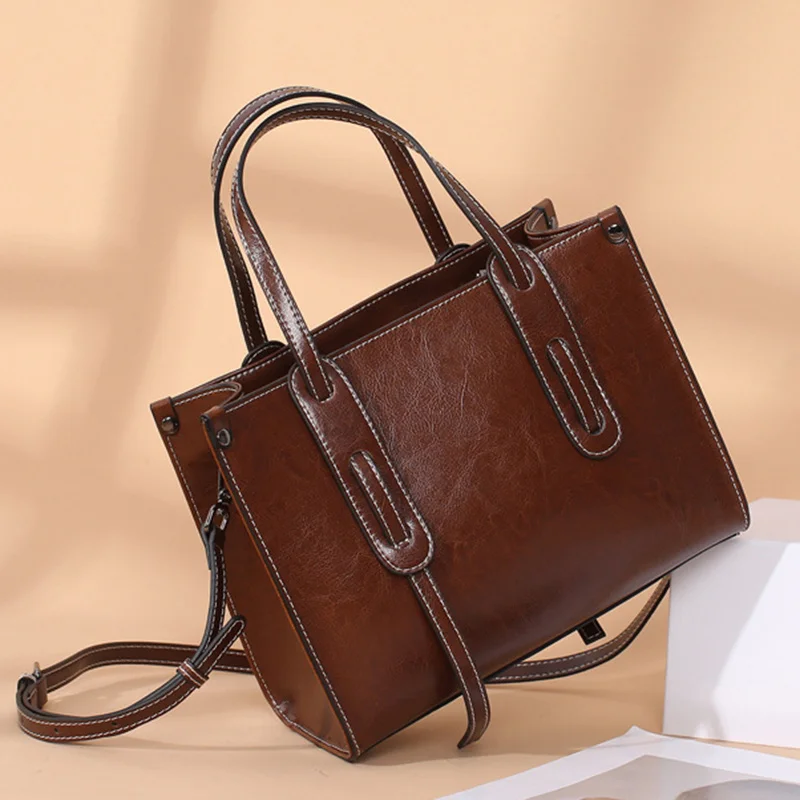 Genuine Leather Women Handbag Shoulder Cross body Bag Shopping Tote Fashion Female Ladies Real Cowhide Messenger Top Handle Bags