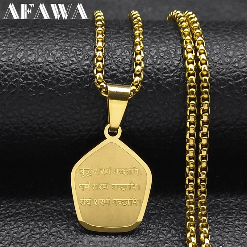

Shakyamuni Buddha Necklace for Men Women Stainless Steel Gold Color Meditation Healing Lucky Amulet Chain Jewelry NZZZ566S02