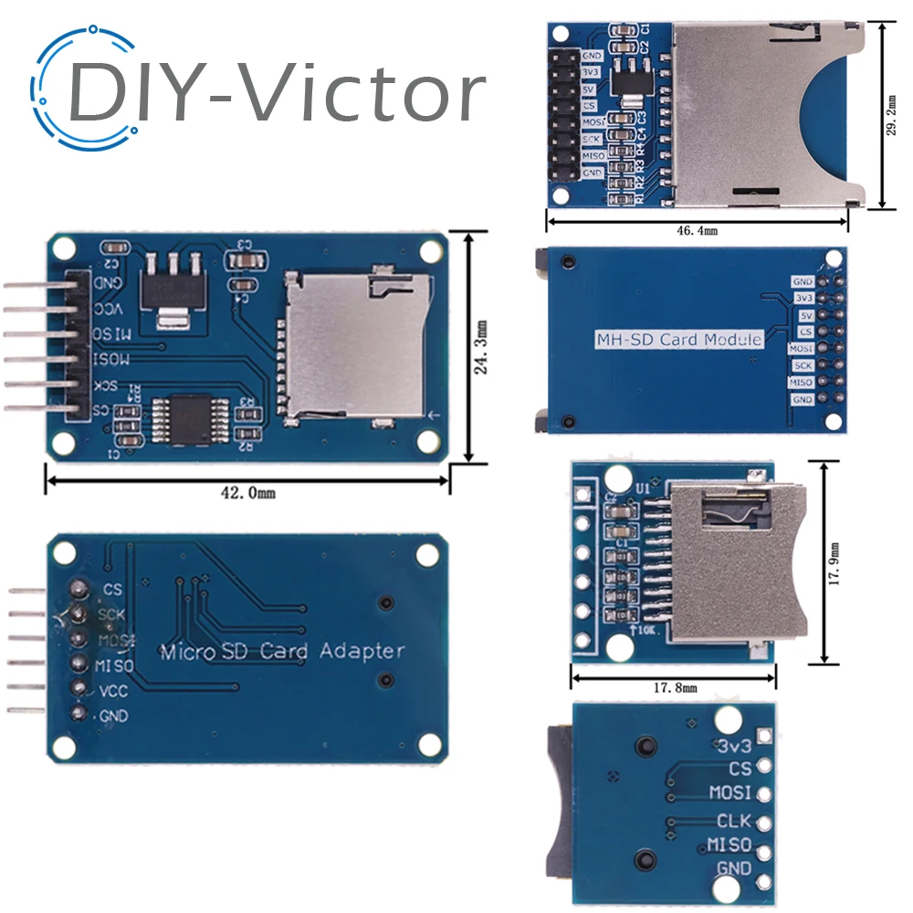 Mini Micro SD TF Card Storage Expansion Board Memory Shield Module SPI interfaces with level converter chip 5V/3.3V for Arduino