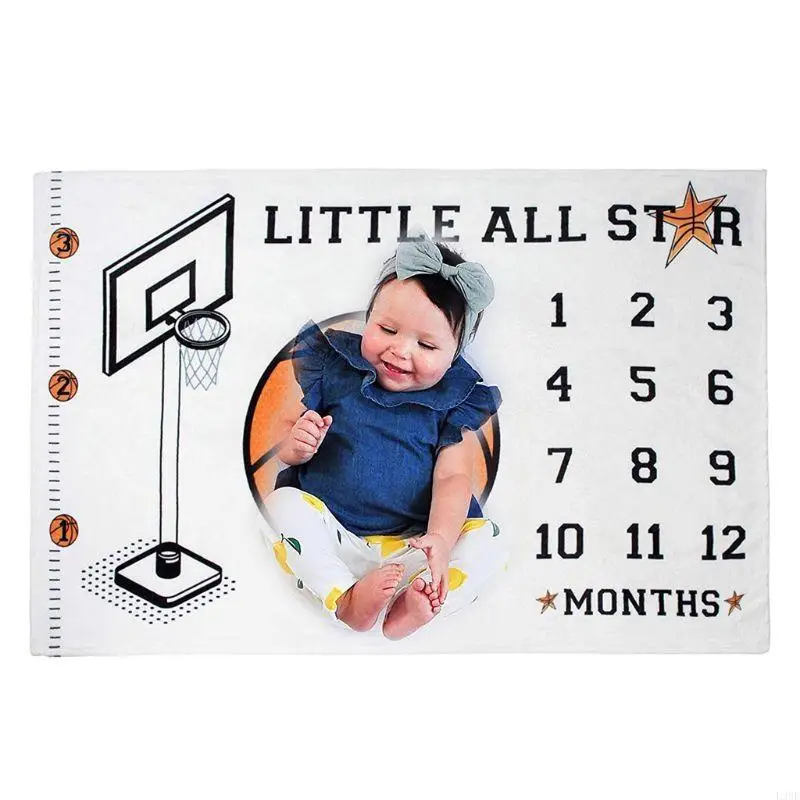 L38E Baby Boys Monthly Record Growth Milestone Blanket Newborn Photography Props Children Photo for Creative Background Cloth