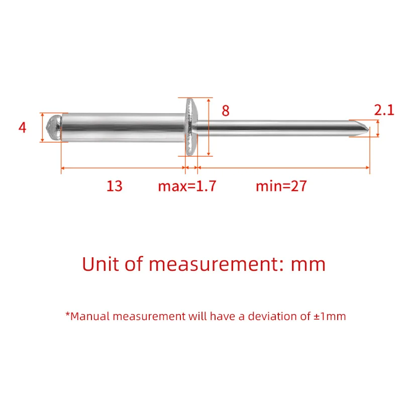 M4*13mm 50pcs, Rivets Aluminum, Door and Window Fastening Tools