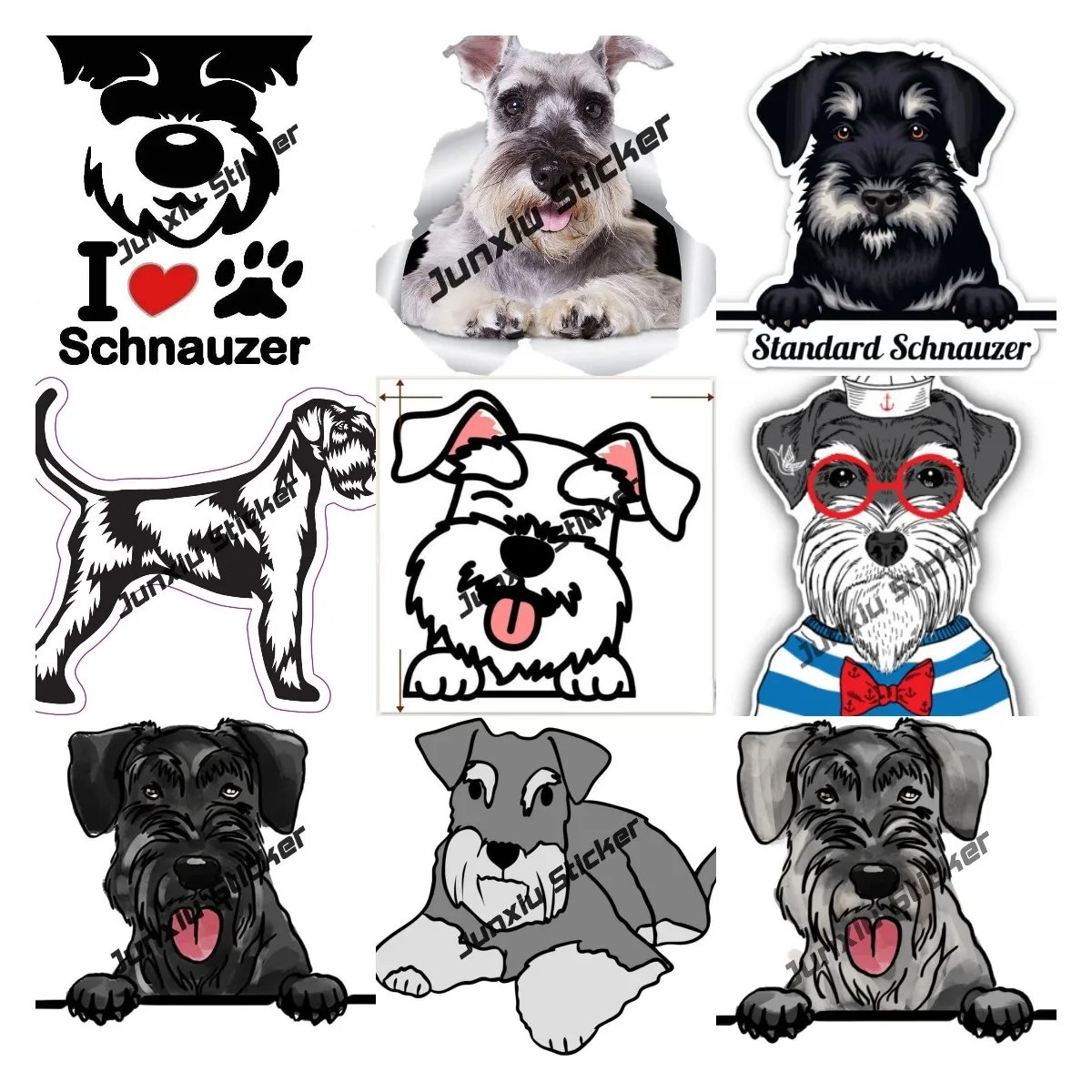 Schnauzer Puppy Dog Vinyl Decal Stickers for Cars IPad MacBook Laptop or Any Flat Surface The Whole Body Cover Scratches Decor