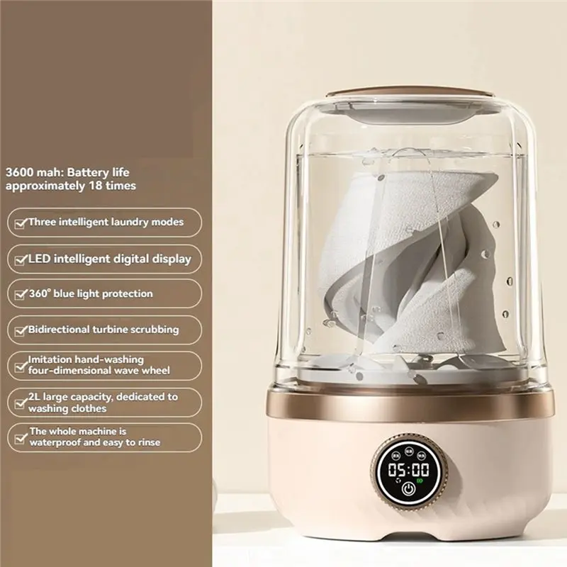 غسالة صغيرة محمولة A98I-2L للجوارب والملابس الداخلية، غسالة محمولة أوتوماتيكية بالكامل للسفر والاستخدام المنزلي