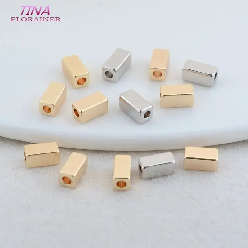 3*6MM 14K Gold Color Plated Brass Rectangle Beads Bracelet Beads High Quality Diy Jewelry Accessories