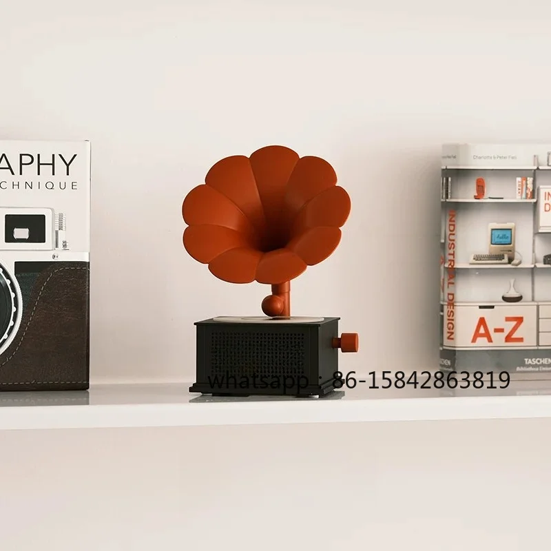 Retro Phonograph Bluetooth Speaker, Multifunctional White Noise Ambient Light Desktop Speaker Decoration