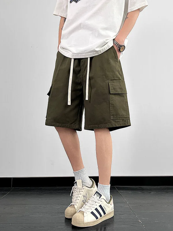 

American Style Cotton Work Trousers Men's Summer Thin Loose Five-Point Casual Straight Leg Pure Cotton Shorts Workwear