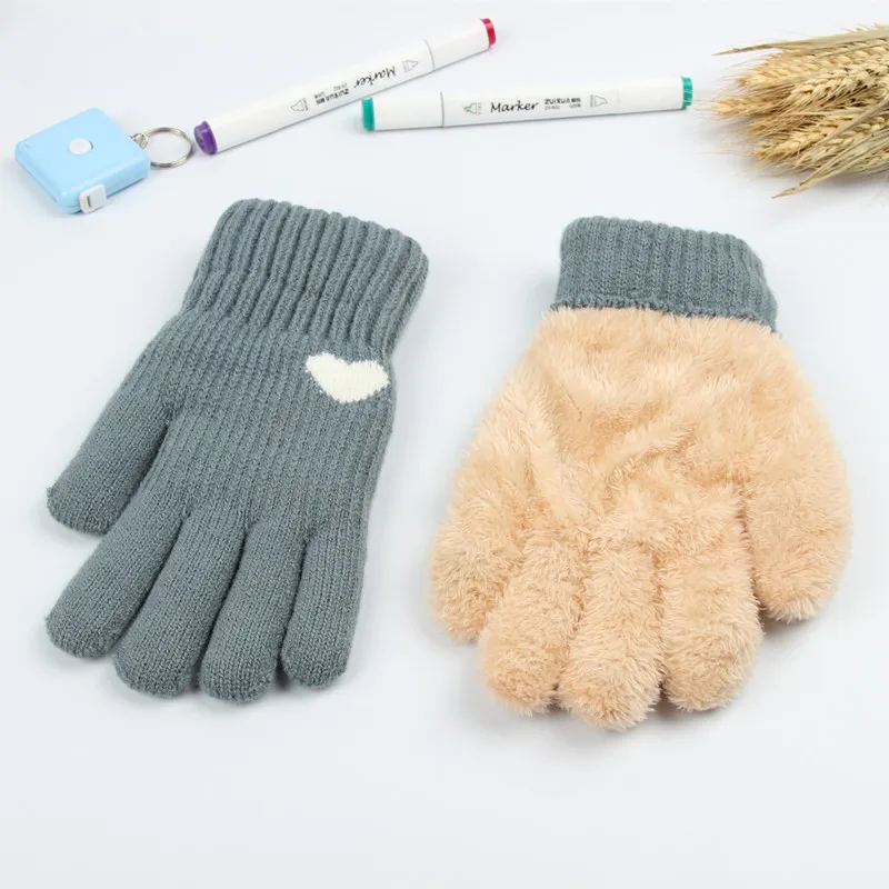 

Women Fashion Knit Double-Deck Mittens Winter Outdoor Female Wool Plus Cashmere Velvet Thickening Warm Full Finger Gloves T168