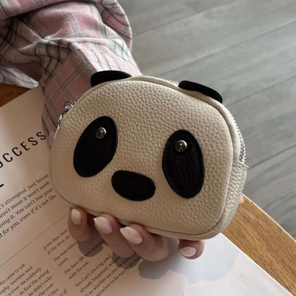 Мини-кошелек из искусственной кожи на молнии, сумка для карт, корейский стиль, кошелек с пандой, клатч с брелоком, милый держатель для карт для женщин