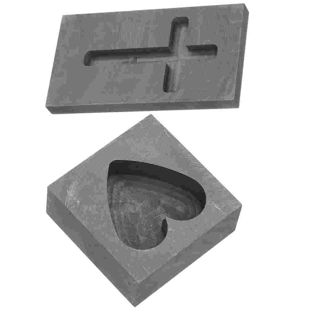 

2 Pcs Graphite Ingot Mold Gold Silver Copper Brass Zinc Heart Shape 2pcs Casting Cross Soap Molds