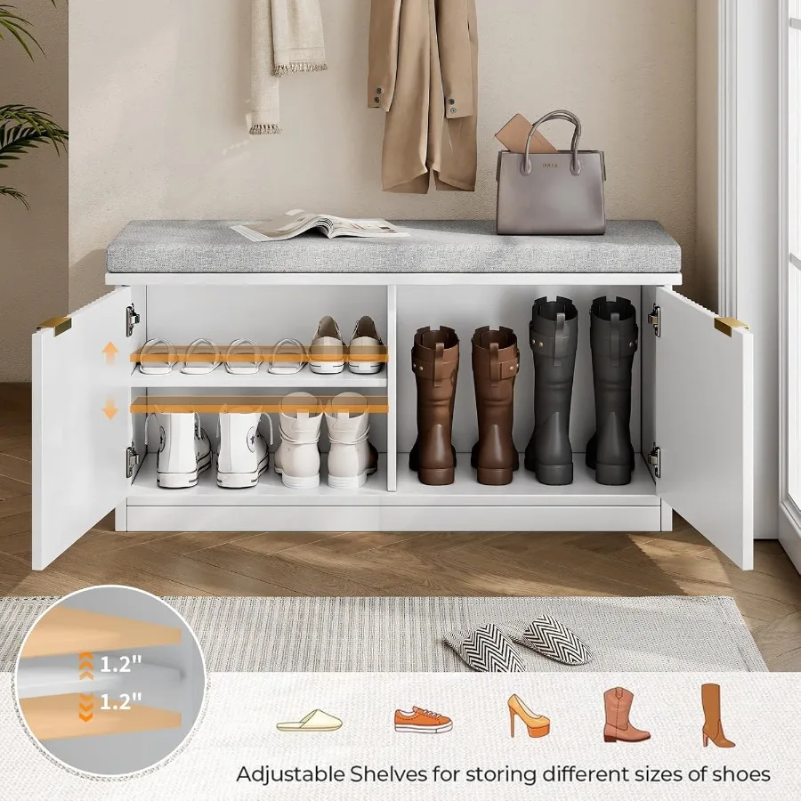 2-stufiger Schuhaufbewahrungsbehälter, 2er-Set, weiße Eingangsbehälter mit Stauraum und verstellbaren Regalen, Rihen-Schuhregal für den Eingangsbereich, Wohnzimmer